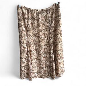 Late 90s/Y2K Rena Rowan Earth-toned Floral Midi Skirt